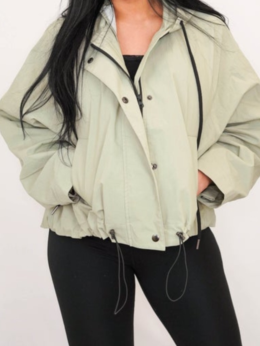 white birch Light Sage Utility Windbreaker Jacket
